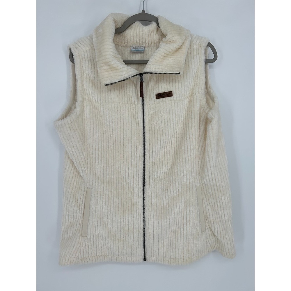 Columbia Fire Side Sherpa Vest Women XXL Cream Ivory Fleece Hiking Gorpcore Warm